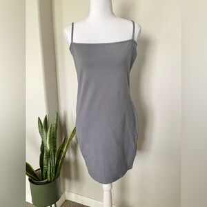 New Love Cameron - Gray Plum Summer Spaghetti Strap Body Con Short Dress